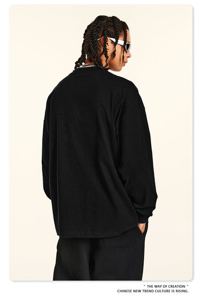 Water Washed Wax Print Long Sleeve T-Shirt WN7885