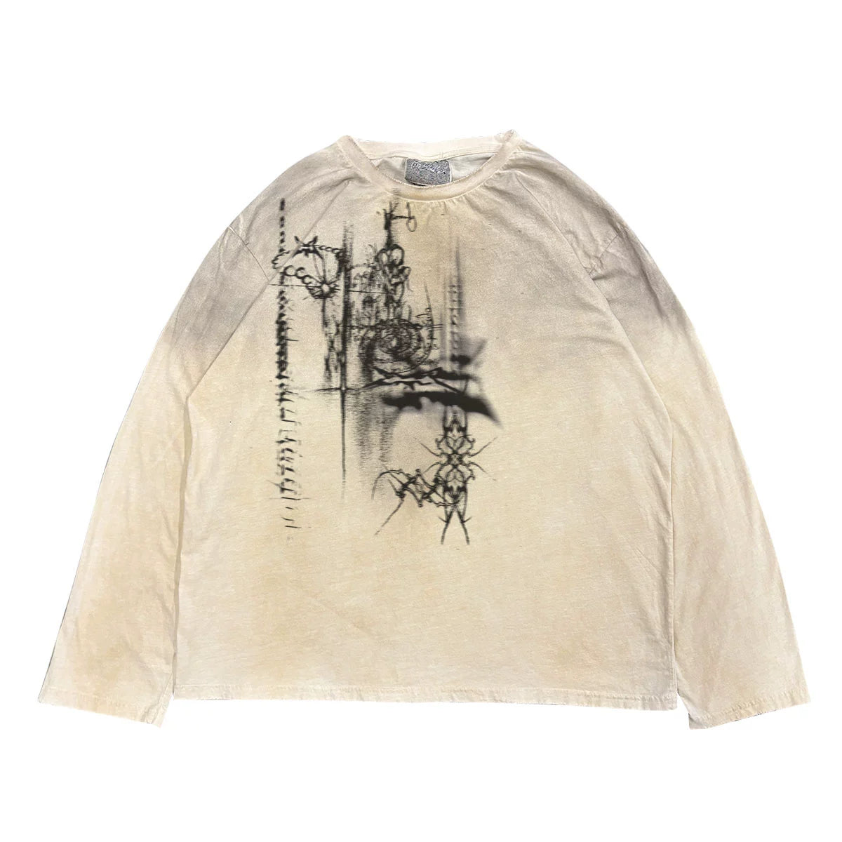 Graffiti Print Dirty Style Long Sleeve T-Shirt WN18742