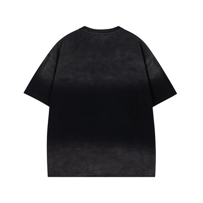 Gradient Paint Letter Short Sleeve T-Shirt WN26957