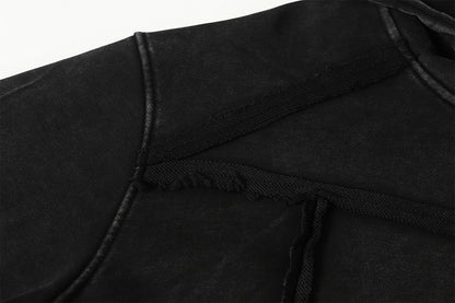 Washed Asymmetrical Zipper Detail Hoodie WN25382