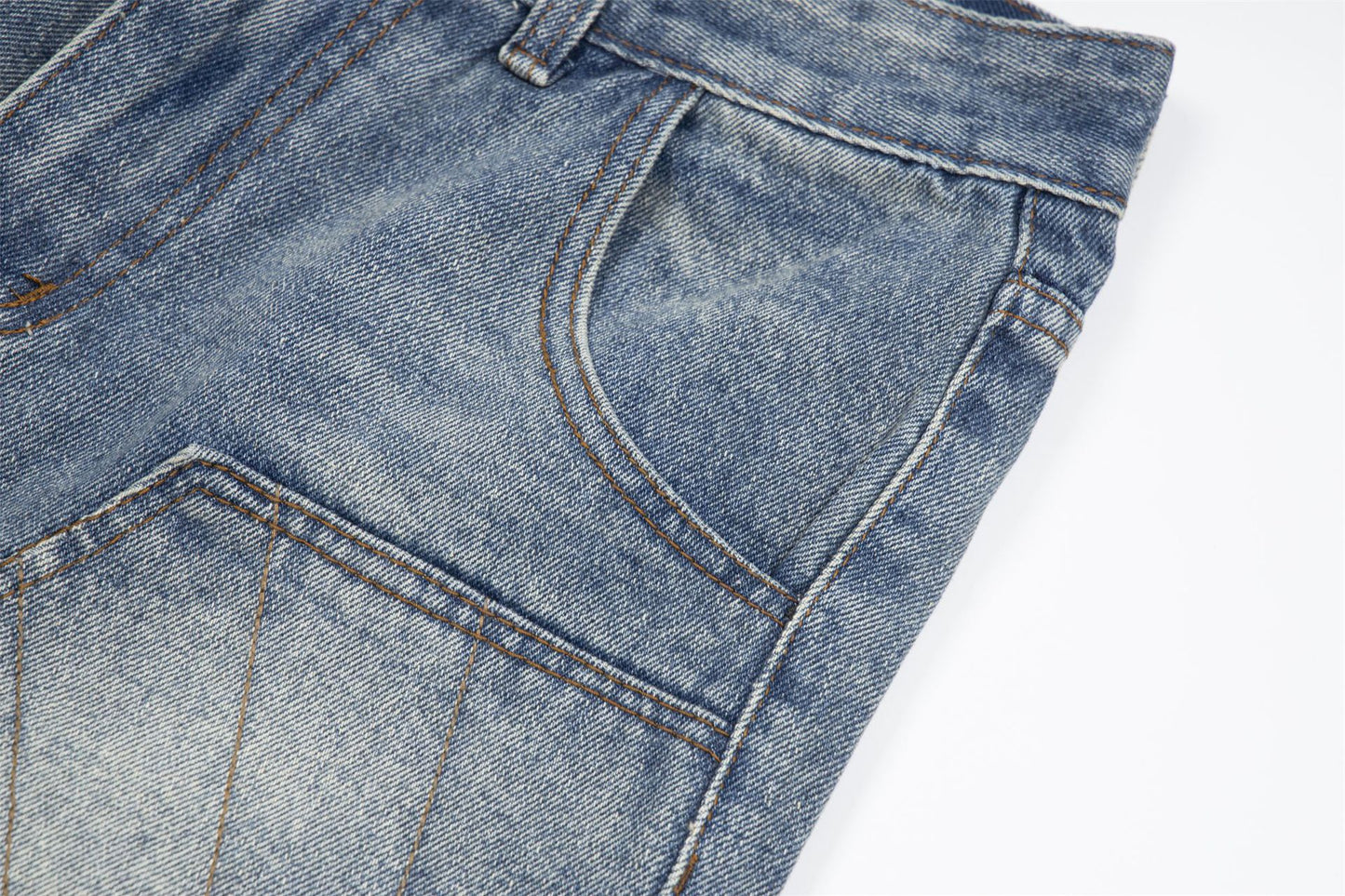 Panel Washed Denim Half Jeans WN26967