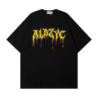 Melted Puff Letter Print Short Sleeve T-Shirt WN15060