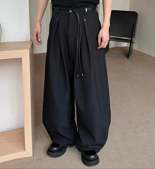 Deconstructed Pleats Draped Wide Leg Trousers WN25250