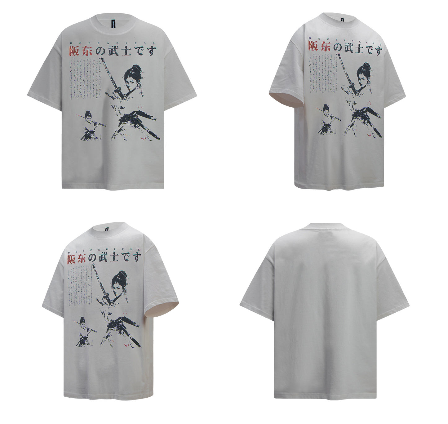 Washed Samurai Print Oversize Short Sleeve T-Shirt WN26400