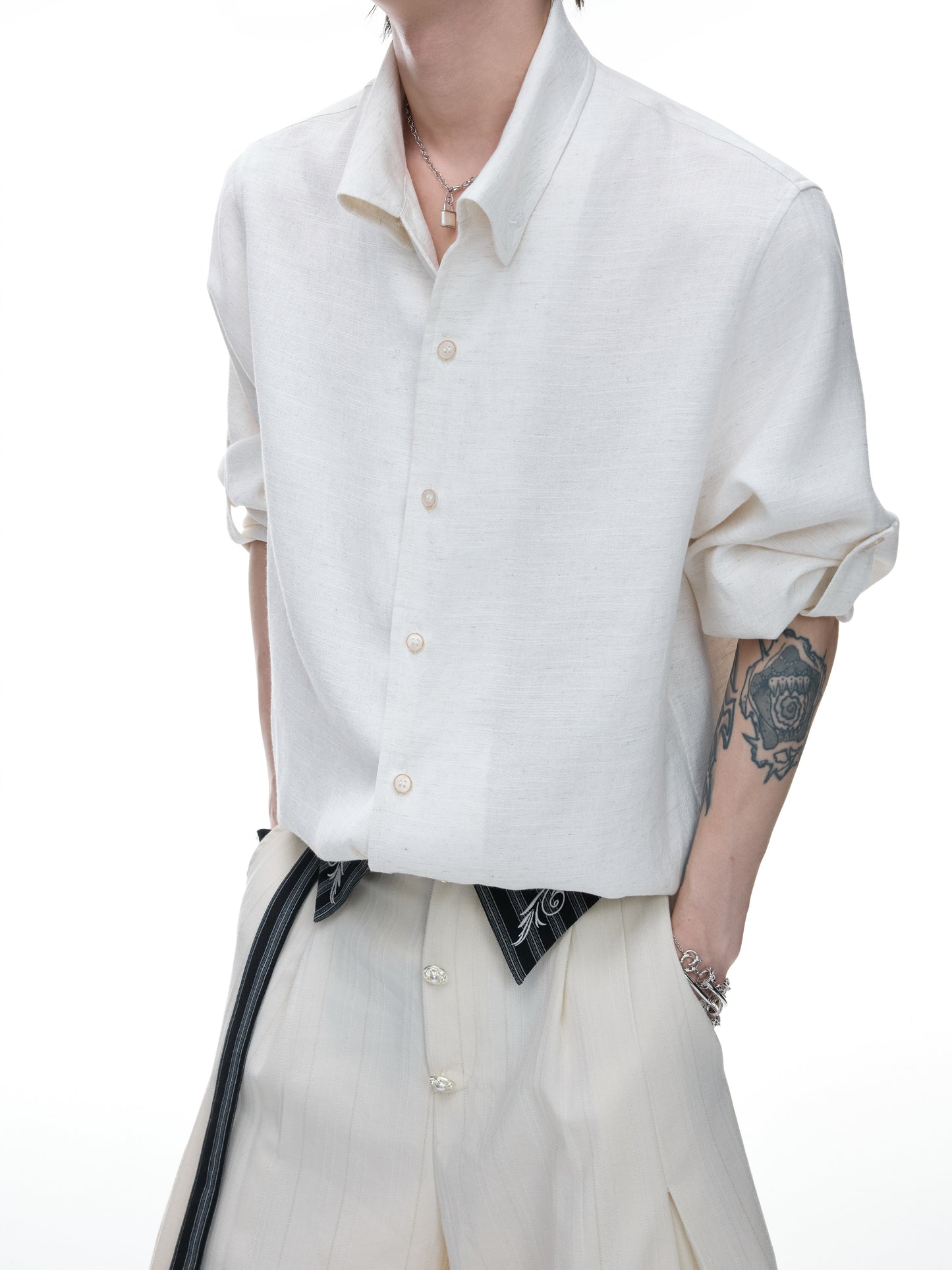 Textured Linen Breathable Oversize Long Sleeve Shirt WN27016