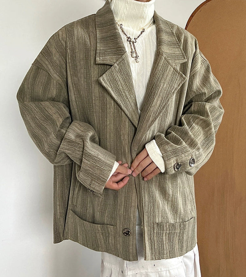Tie-Dye Jacquard Texture Pleats Oversize Tailored Jacket WN20022