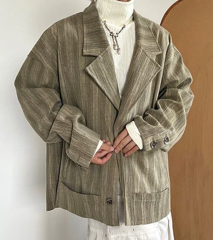 Tie-Dye Jacquard Texture Pleats Oversize Tailored Jacket WN20022