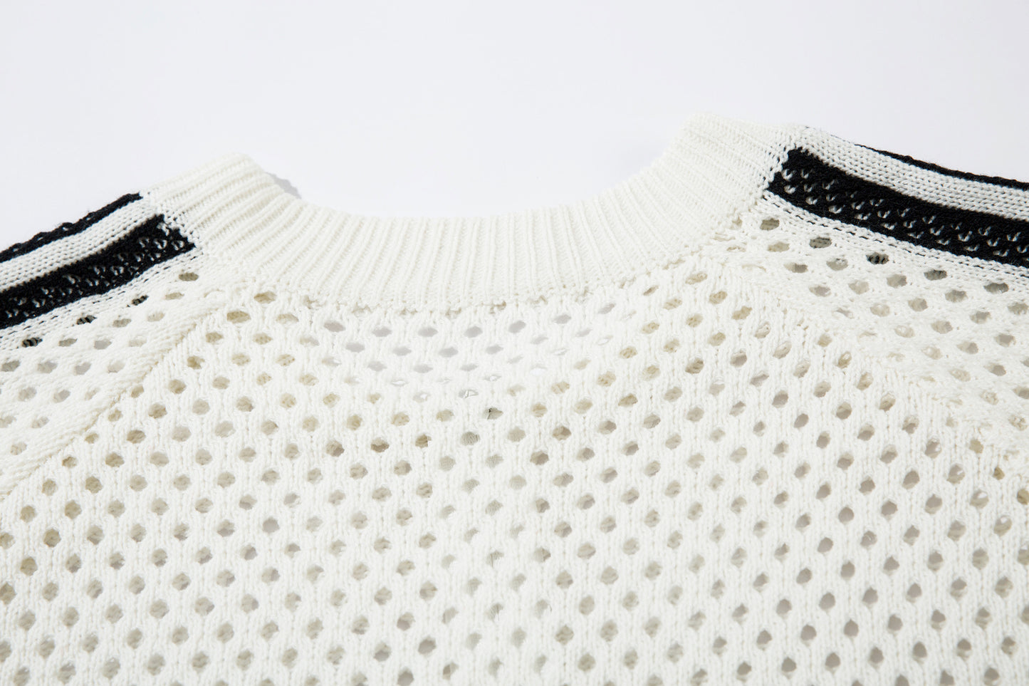 Striped Hollow-Out Zipper Knit Cardigan WN11272