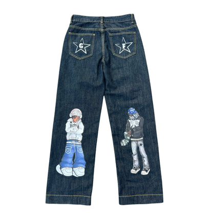 Anime Print Straight Denim Jeans WN24097