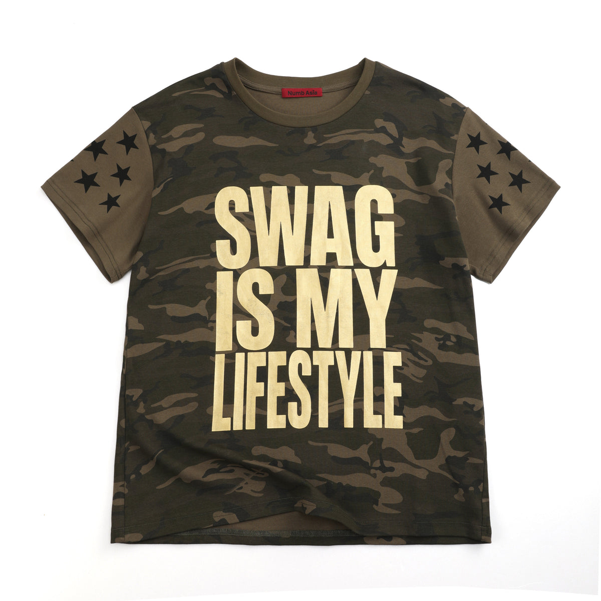 Camo Star Letter Print Short Sleeve T-Shirt WN27240