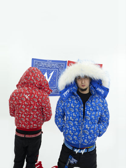 Paisley Hooded White Duck Down Jacket WN20971