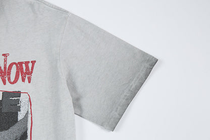Washed Portrait Print Short Sleeve T-Shirt WN25795
