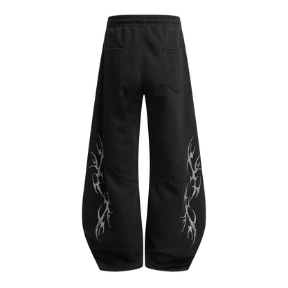 Thorn Print Zipper Hoodie & Thorn Print Wide Leg Sweatpants Setup WN25656