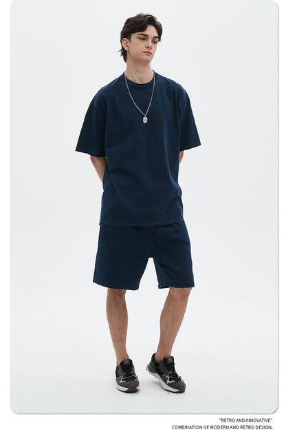 Washed Dyed Oversize Damage Short-sleeve T-shirt & Short Sweatpants Setup WN6630-K