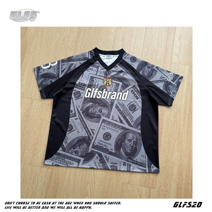 Sporty Graphic Print V-Neck Short Sleeve T-Shirt WN26450