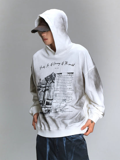 Oversize Graffiti Print Hoodie WN8436