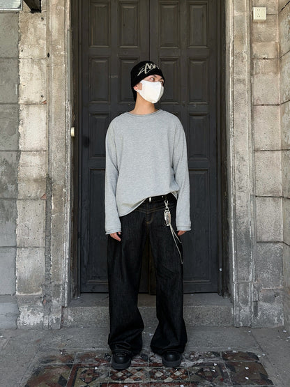 Raw Edge Oversize Long Sleeve T-Shirt WN24395