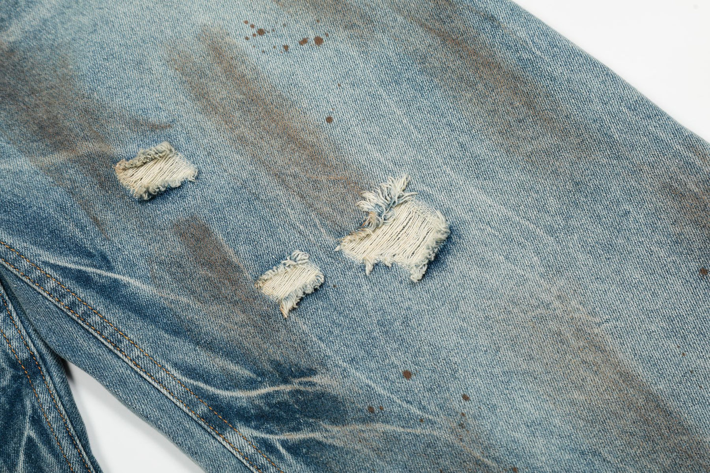 Washed Damage Barrel Denim Jeans WN26080