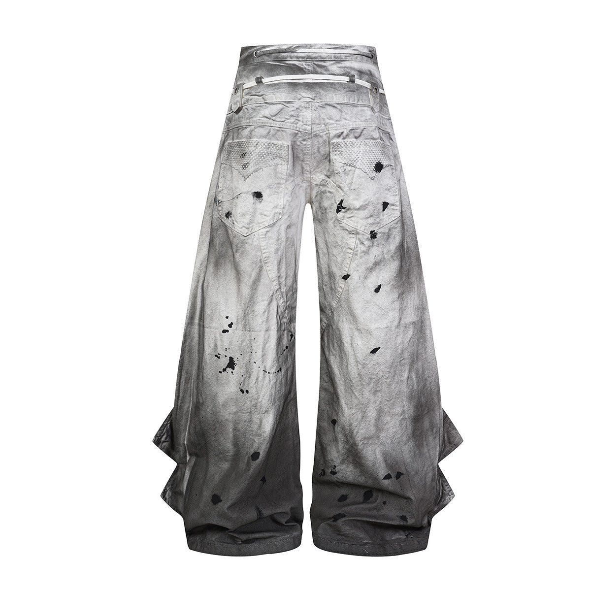 Gradient Washed Damage Double-Waist Wide Leg Pants WN25617