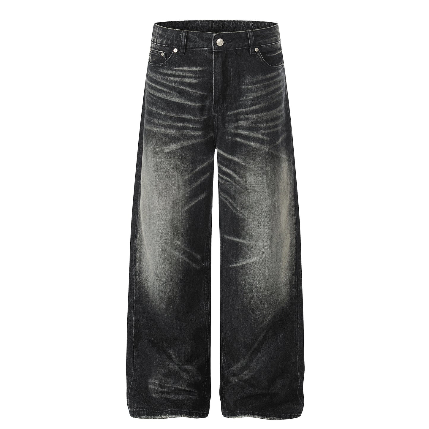 Washed Whisker Wide Leg Denim Jeans WN23063