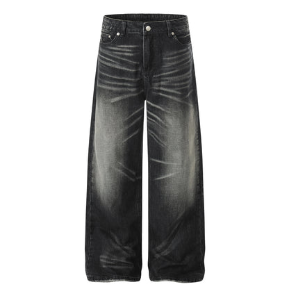 Washed Whisker Wide Leg Denim Jeans WN23063