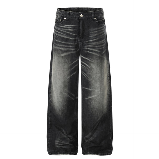 Washed Whisker Wide Leg Denim Jeans WN23063