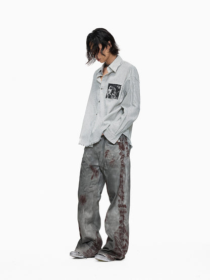 Stain Dye Seam Flare Denim Jeans WN27314