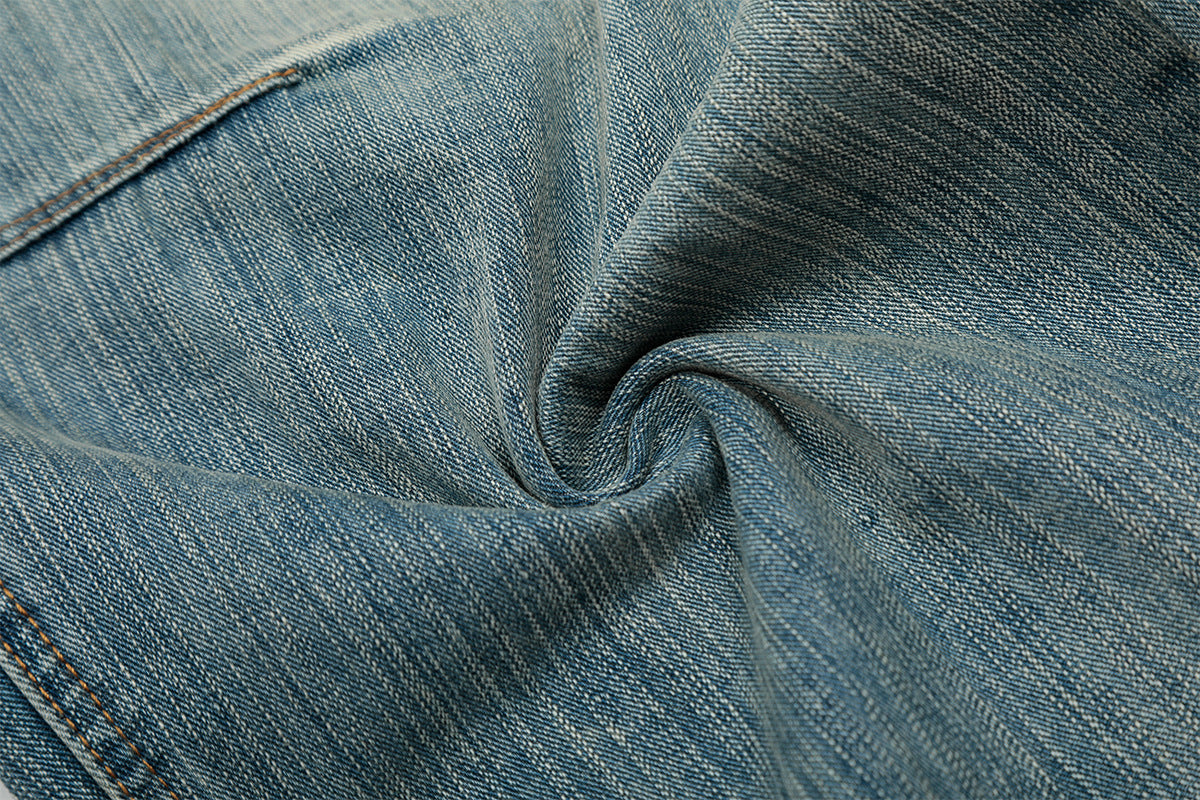 Washed Pleats Curved Denim Jeans WN25533