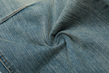 Washed Pleats Curved Denim Jeans WN25533