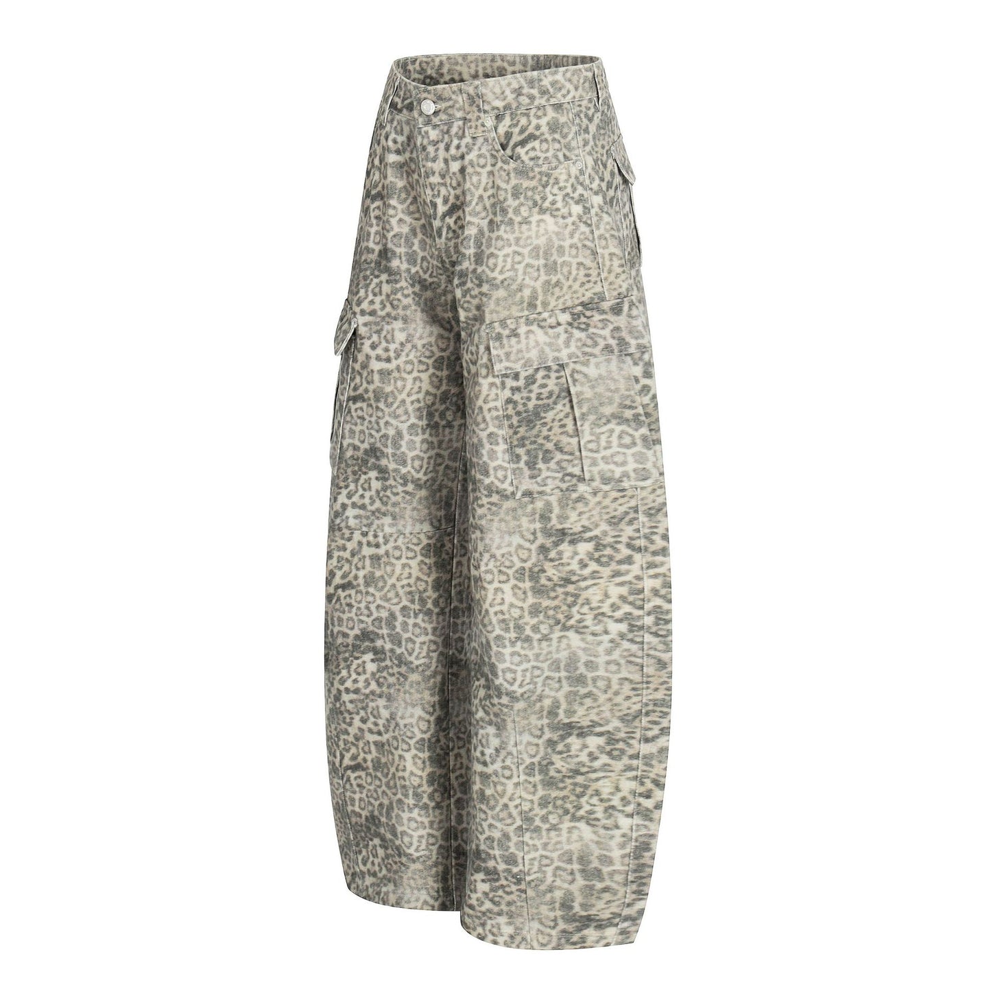Leopard Multi-Pocket Wide Leg Cargo Pants WN26113