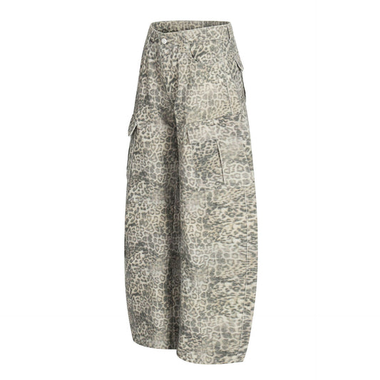 Leopard Multi-Pocket Wide Leg Cargo Pants WN26113