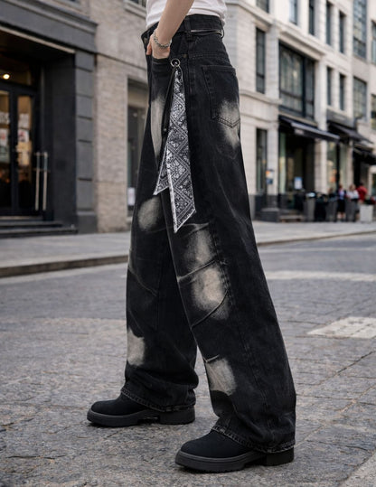 Spray Paint Gradient Wide Leg Denim Jeans WN28063