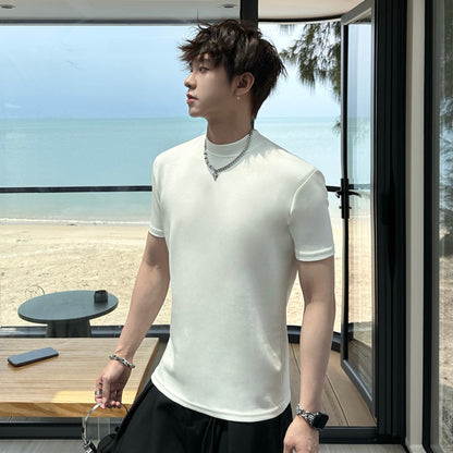 Shoulder-pad Slim Short Sleeve T-Shirt WN25216