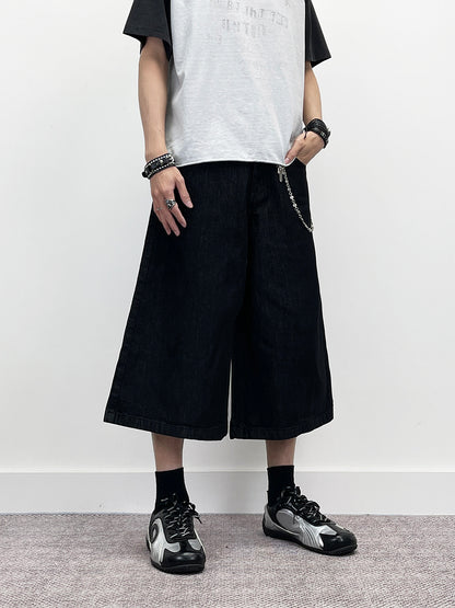 Wide Leg Half Denim Jeans WN24274