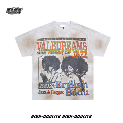 Portrait Letter Print Short Sleeve T-Shirt WN26423
