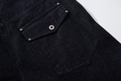 Multi-Button Deconstructed Draped Wide Leg Denim Jeans WN27903