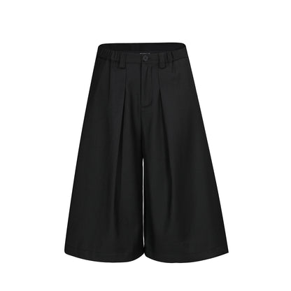 Wide Leg Pleats Half Trousers WN25967
