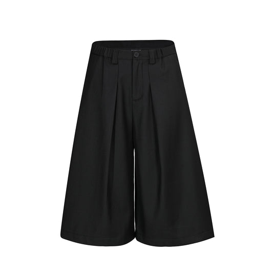 Wide Leg Pleats Half Trousers WN25967