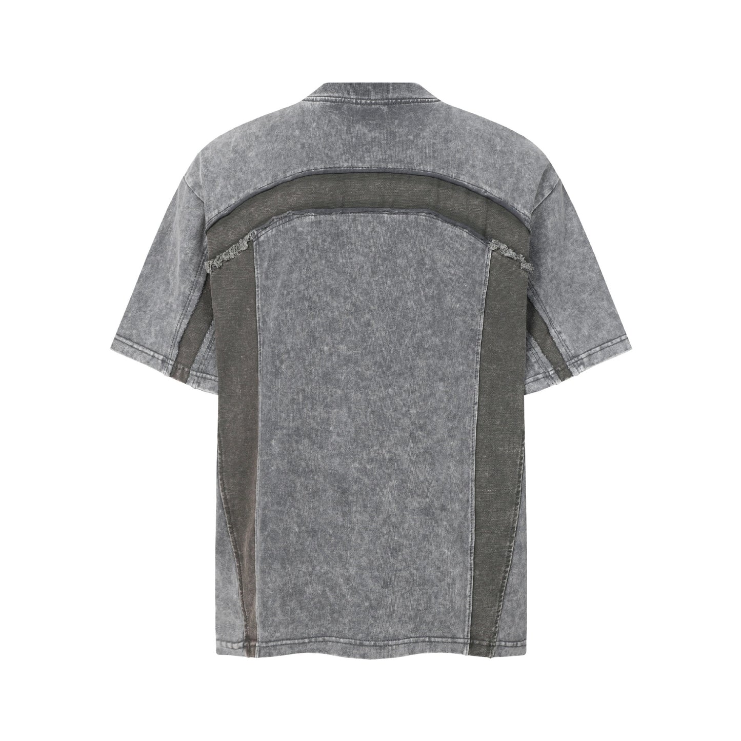 Washed Panel Design Short Sleeve T-Shirt WN25401