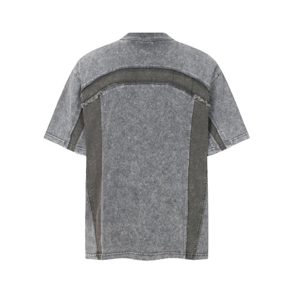 Washed Panel Design Short Sleeve T-Shirt WN25401
