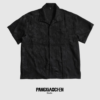 Side Slit Jacquard Short Sleeve Shirt WN20184