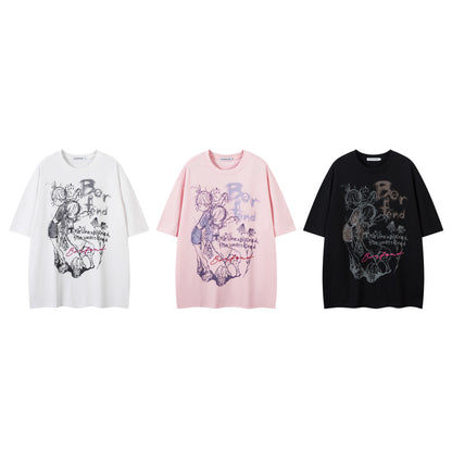 Illustration Graffiti Letter Short Sleeve T-Shirt WN25430