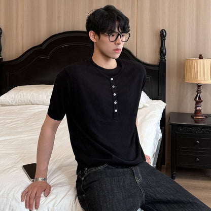 Fake Two Pieces Crew Neck Knit Short Sleeve Shirt WN24956