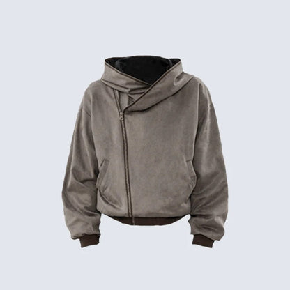 Symmetric Cropped Zipper Hoodie WN28034
