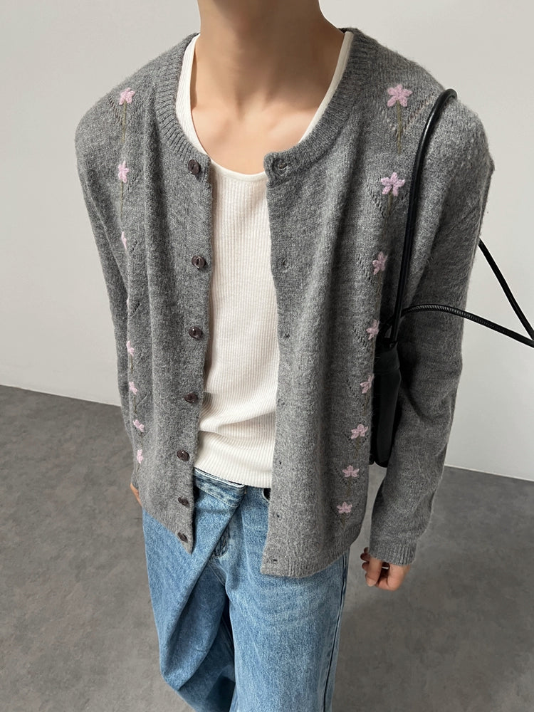 Floral Embroidery Knit Cardigan WN22070