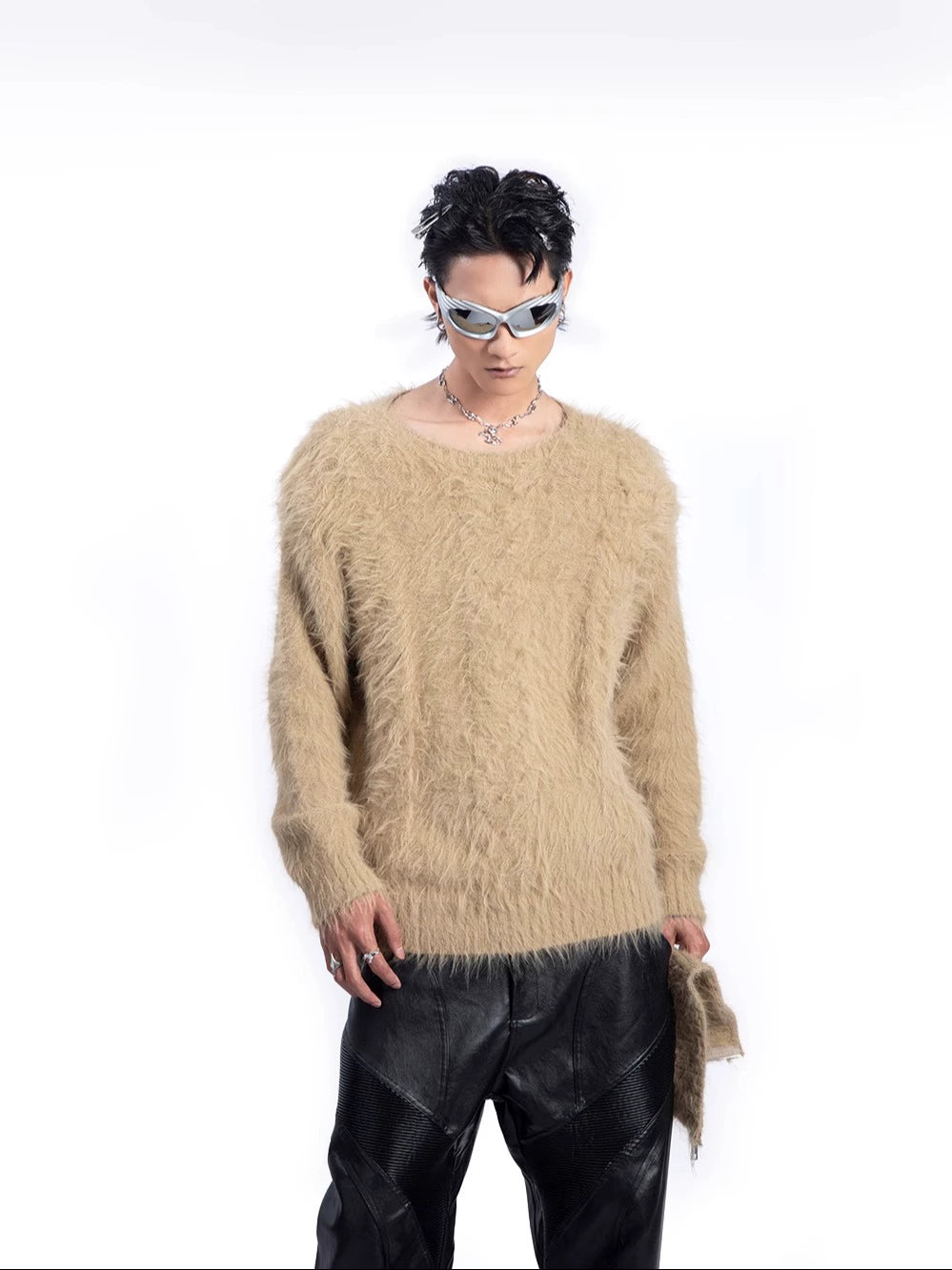 Detachable Collar Fake Fur Knit Sweater WN9215