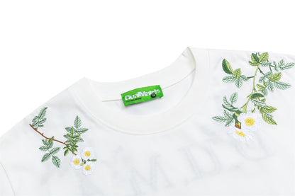 Floral Letter Embroidery Oversize Short Sleeve T-Shirt WN26880