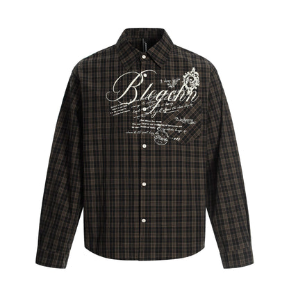 Plaid Letter Print Long Sleeve Shirt WN25410