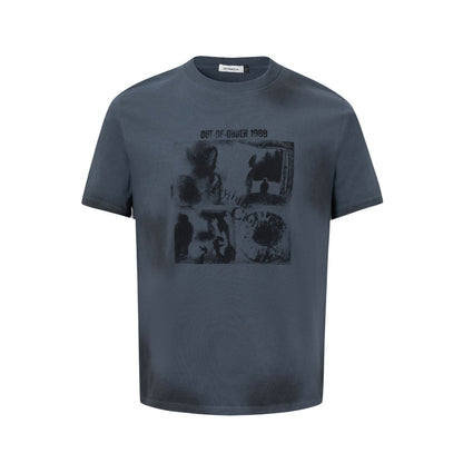 Washed Portrait Graphic Short Sleeve T-Shirt WN26029