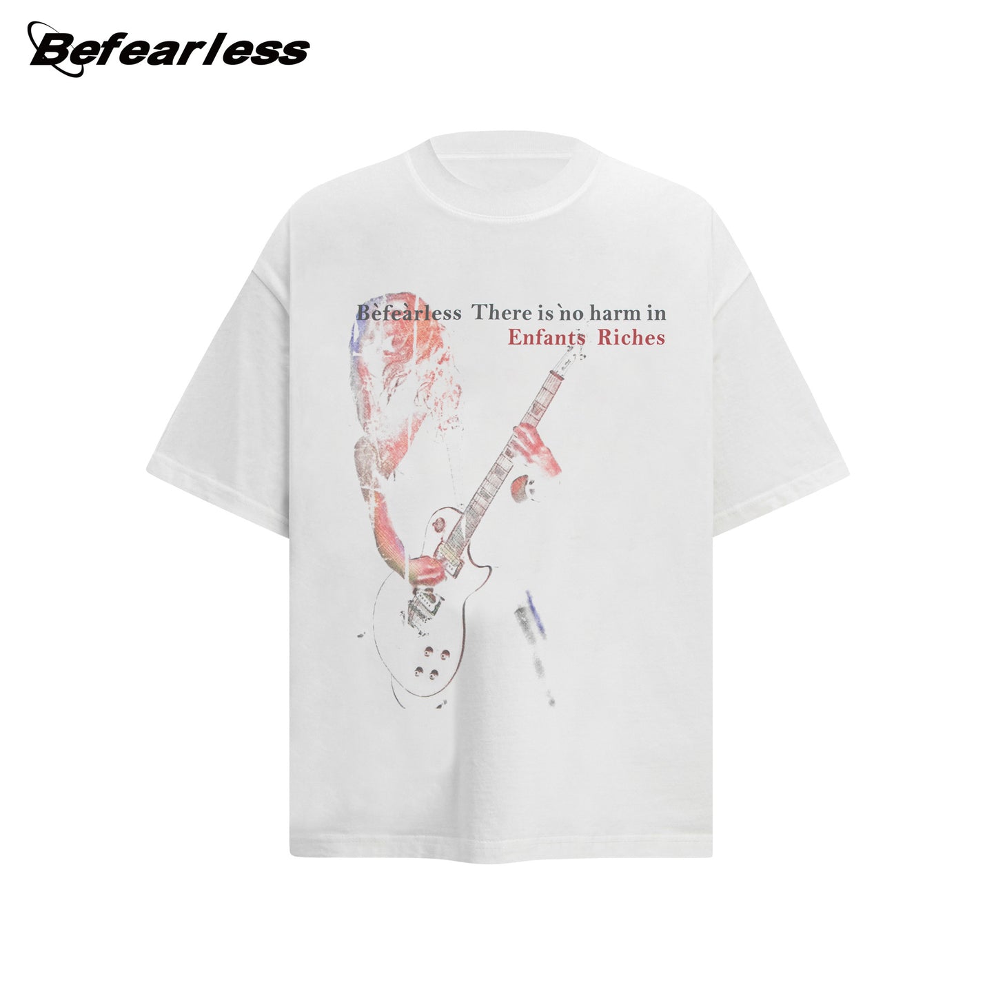 Washed Rock Guitarist Graphic Oversize Short Sleeve T-Shirt WN26365